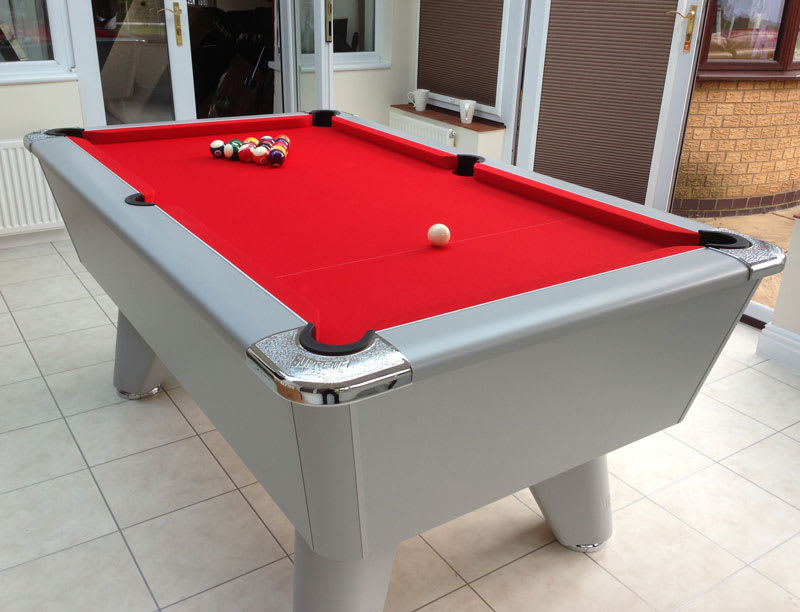 Supreme Winner Pool Table in Silver with a Red Cloth