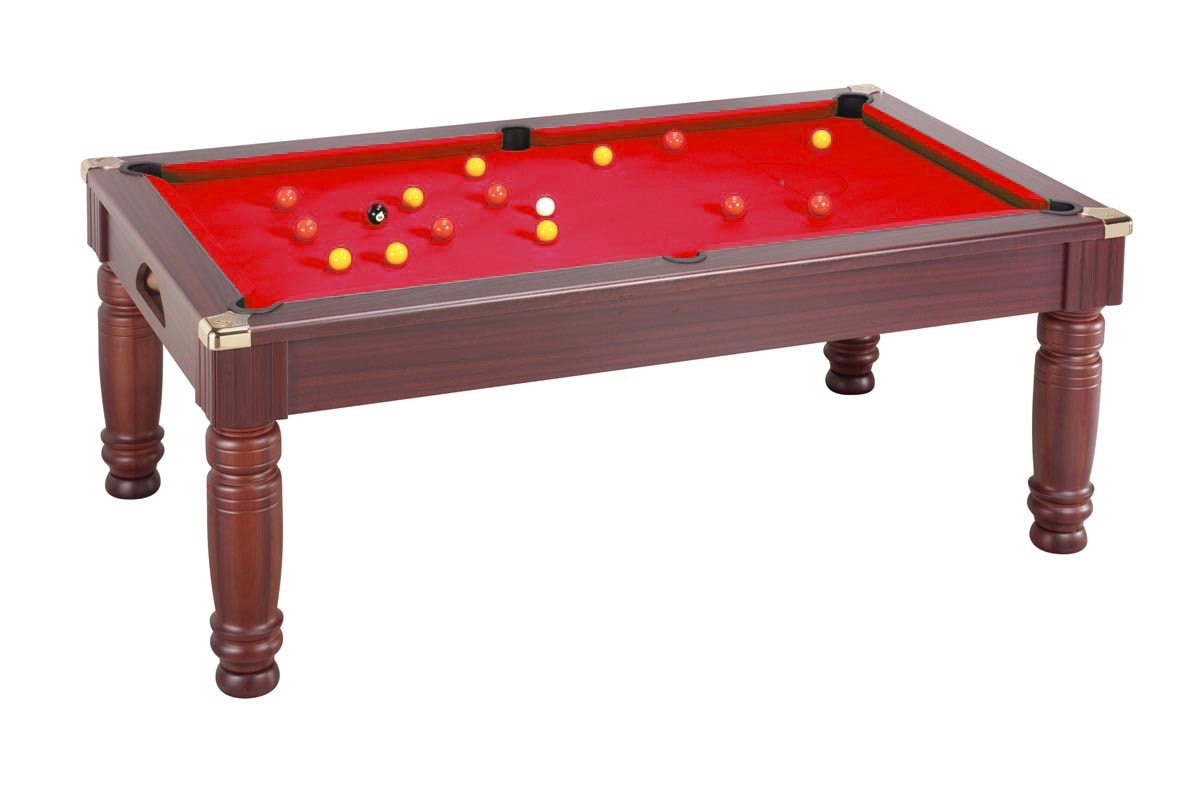 Majestic Pool Dining Table: Mahogany - Cherry Red cloth