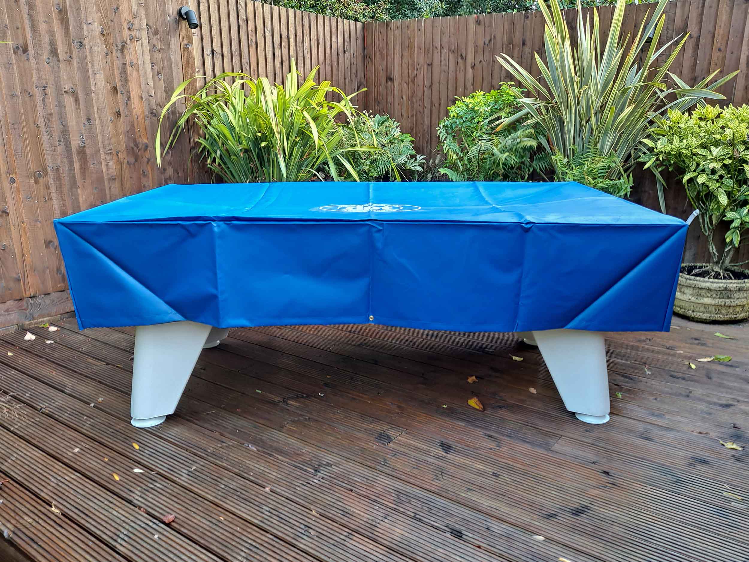 Outback 2.0 Outdoor Pool Table With Cover - White Finish - Blue Cloth - Installation - 6