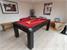 Signature Warwick Pool Dining Table - Black Finish - Red Cloth without Dining Tops