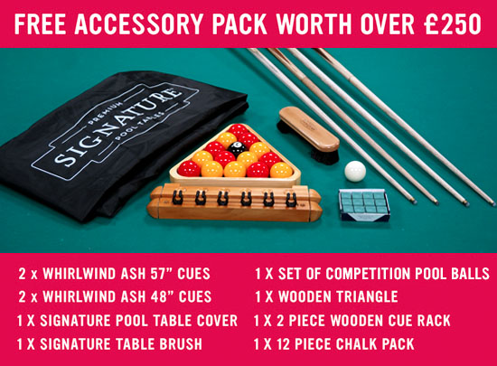 English Pool Table Free Accessory Pack - Worth £250