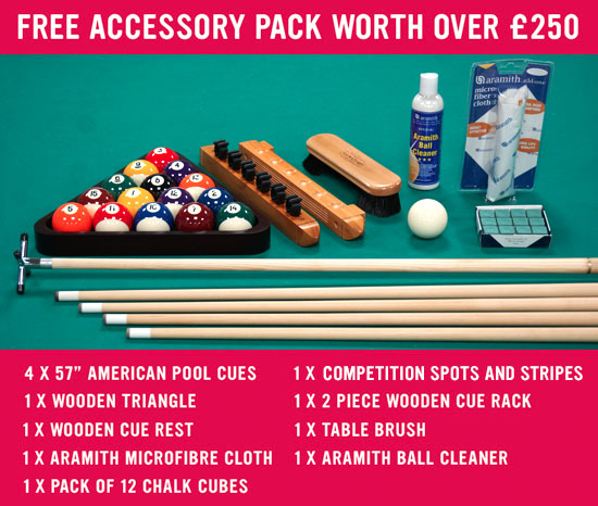 American Pool Table Free Accessory Pack - Worth £250