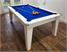 Classic Pool Dining Table - White Finish - Blue Cloth
