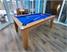 Classic Pool Dining Table - Oak Finish - Blue Cloth