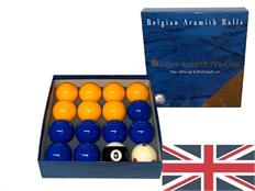 2" Aramith Super Pro Cup Blues and Yellows English Pool Balls