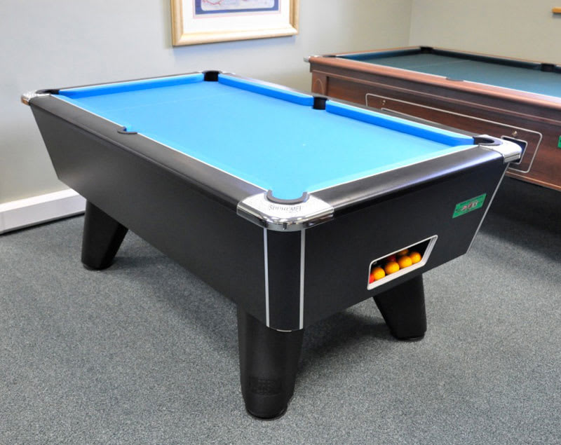 Supreme Winner Black Pool Table with Electric Blue Cloth