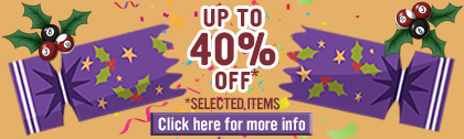 Up to 40% off selected items.