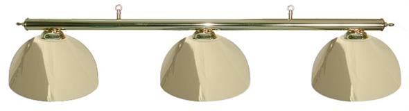 Pool Table Light - Brass Bar with 3 Brass Metal Bowl Shades