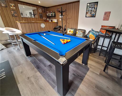 Signature Warwick Pool Dining Table - 6ft, 7ft: Black Finish