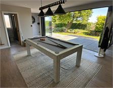 Signature Chester White Solid Wood Pool Dining Table: Warehouse Clearance
