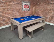 Signature Warwick Pool Dining Table: Grey Oak Finish, 7ft - Warehouse Clearance