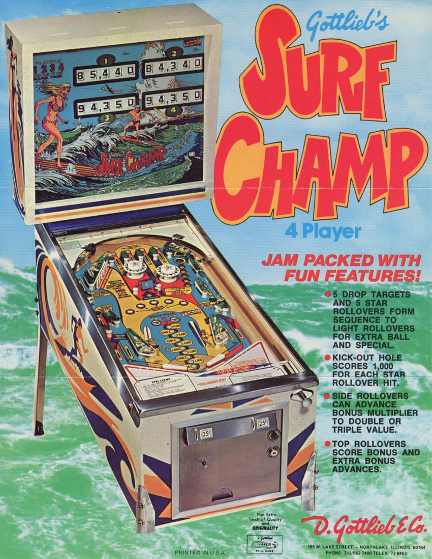 Surf Champ Pinball - Flyer