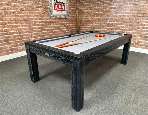 Signature Chester Silver Black Oak Solid Wood Pool Dining Table - Warehouse Clearance