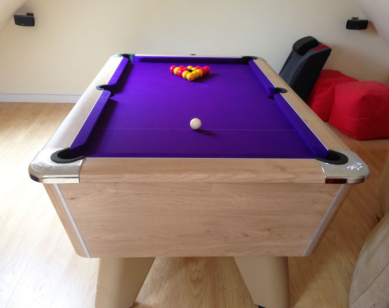 Supreme Winner Pool Table Oak with Purple Cloth