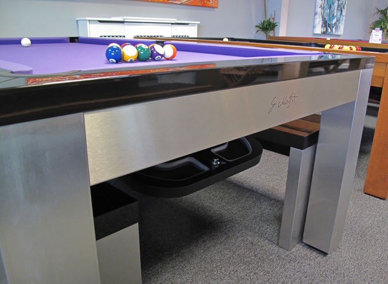 Billiards Montfort Lewis Stainless Steel with Ball Return Close Up