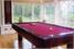 Longoni Elite Pool Table - in Mahogany with Burgundy cloth