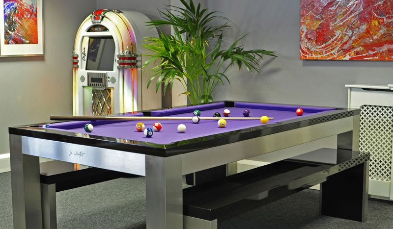 Billiards Monfort Lewis Stainless Steel Pool Dining Table