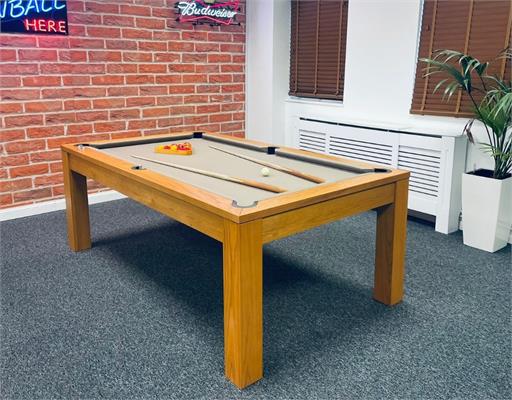 Signature Chester Silver Oak Solid Wood Pool Dining Table: Warehouse Clearance