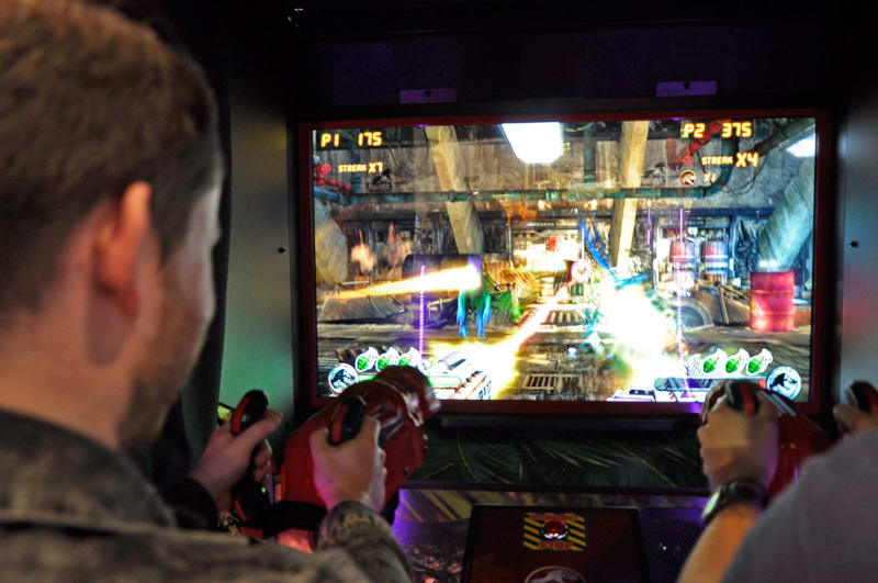 EAG International 2015 - Jurassic Park Arcade Machine inside Booth