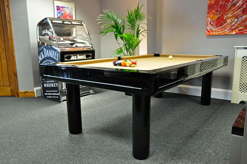 Longoni Elegant Black Pool Table Gold Cloth - in Showroom