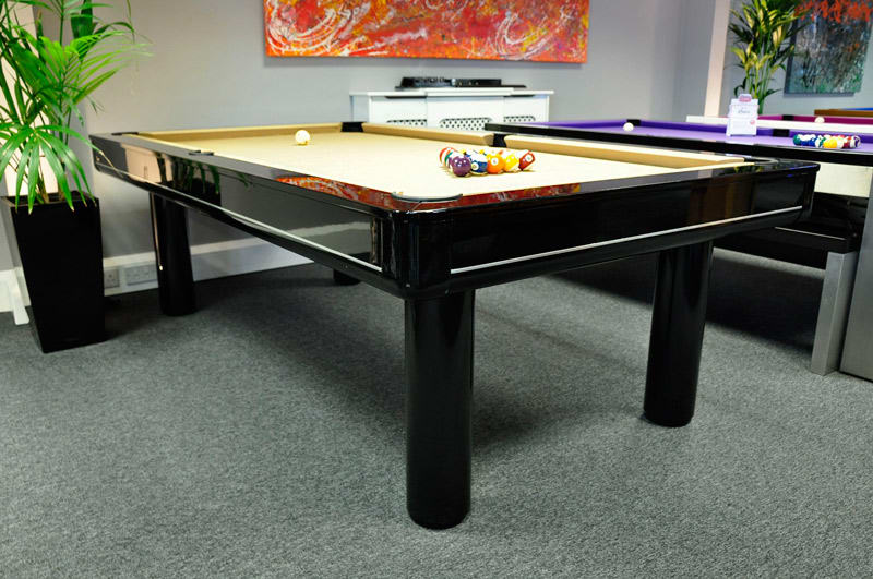 Longoni Elegant Black Pool Table with a Gold Cloth