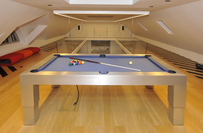 Designer Billiards Apex Pool Table - Side with Balls