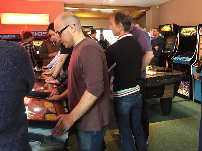 Craig Pullen in Home Leisure Direct Showroom for the South West Pinball League