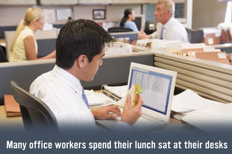 Many Office Workers eat at their desk