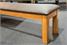Signature Upholstered Pool Table Bench - Oak - Low Angle