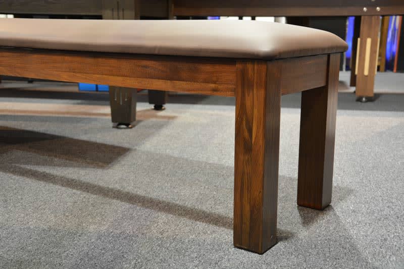 Signature Upholstered Pool Table Bench - Walnut - Low Angle