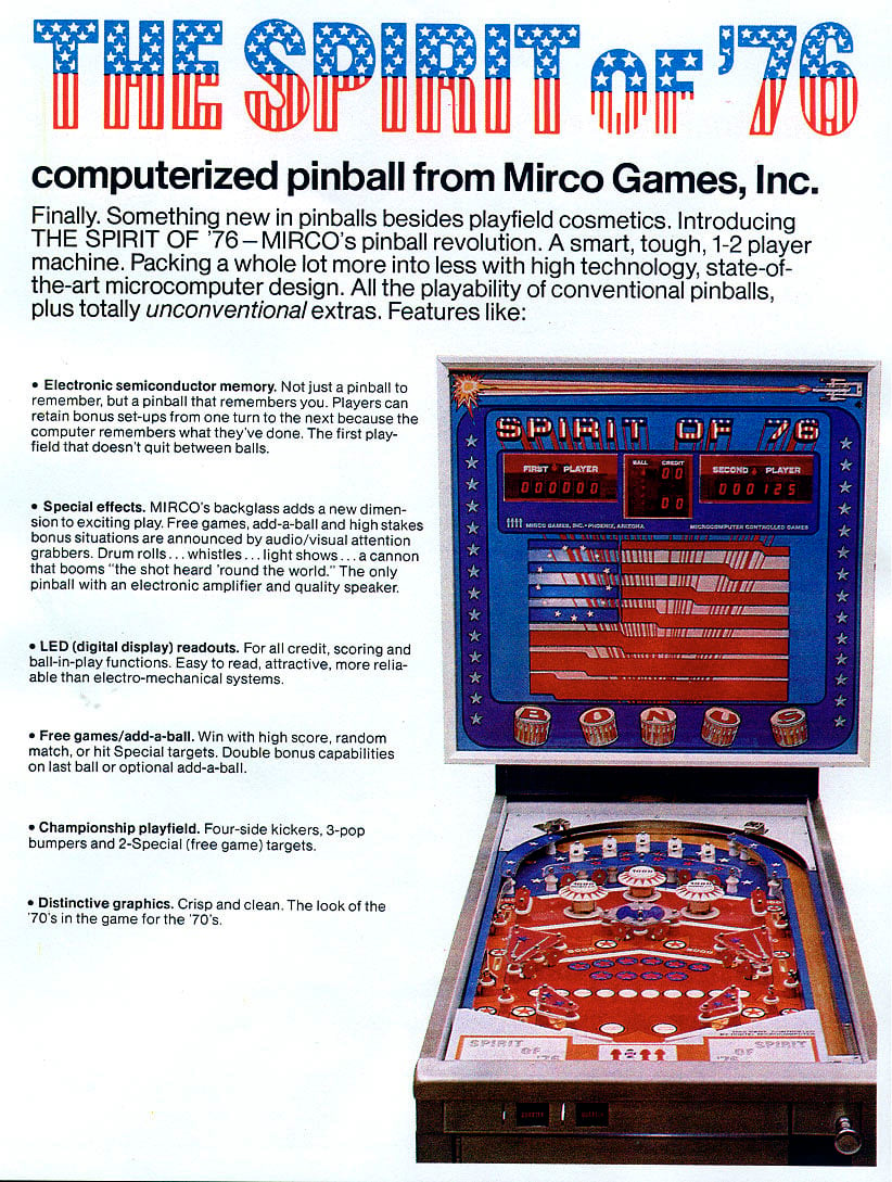 Spirit of 76 Solid State Pinball Machine