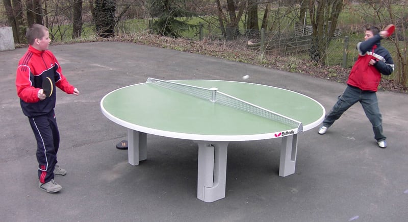 Butterfly R2000 Round Concrete Outdoor Table Tennis Table: In action