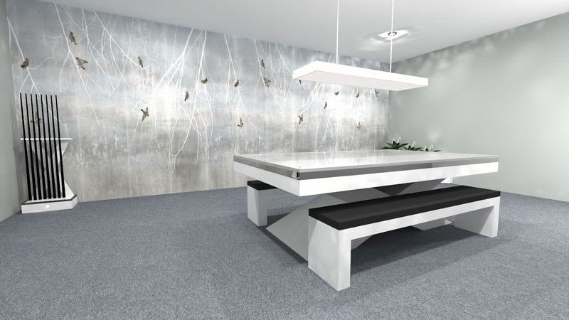 Bilhares Europa Xtreme Pool Table White with Dining Top