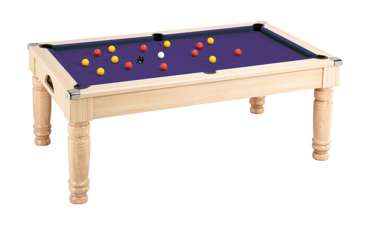 Majestic Pool Dining Table: Oak - Purple cloth