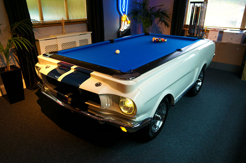 Car Pool Tables 1965 Ford Mustang American Pool Table: Wimbledon White - In Showroom (Dark)