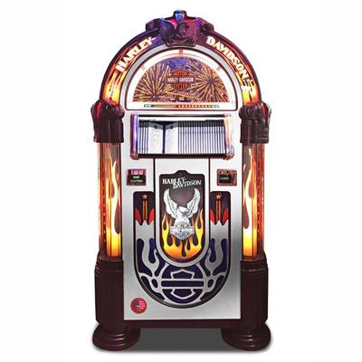 Rock-Ola Harley-Davidson Flames CD Jukebox in Brushed Aluminium