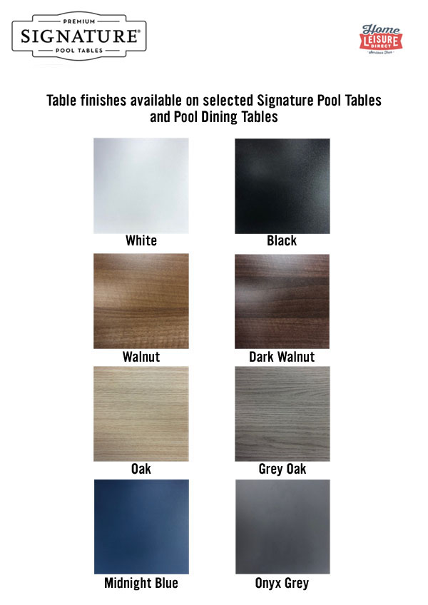 Signature Pool Tables 2020 Finishes - Large