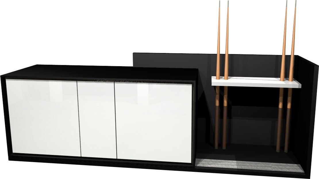 Aramith Fusion Sideboard 242cm in Black - White Matte Lacquer Doors