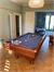 Buffalo Eliminator II Walnut American Pool Table-Blue Cloth - End view