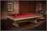 Brunswick Edinburgh American Pool Table In Weathered Oak and Pedestal Legs - In Room