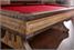 Brunswick Edinburgh American Pool Table In Weathered Oak and Pedestal Legs - In Room (Side)