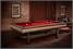 Brunswick Edinburgh American Pool Table In Weathered Oak and Metal Legs - In Room