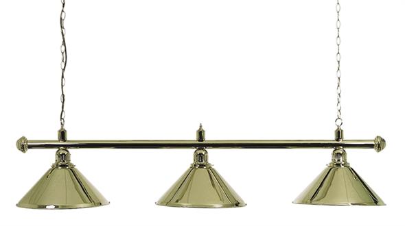 Pool Table Light - Brass Bar with Brass Shades