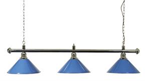 Pool Table Light - Chrome Bar with Blue Shades