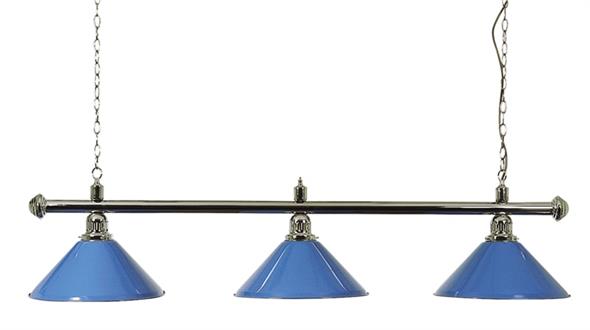 Pool Table Light - Chrome Bar with Blue Shades