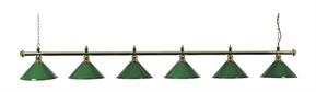 Snooker Table Light - Brass Bar with 6 Green Shades