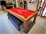 Signature Chester Pool Dining Table - Oak Finish - Red Cloth
