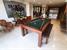 Signature Chester Pool Dining Table - Walnut Finish - Ranger Green Cloth