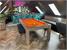 Signature Chester Pool Dining Table - Silver Mist Finish - Orange Cloth without Dining Tops