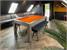 Signature Chester Pool Dining Table - Silver Mist Finish - Orange Cloth